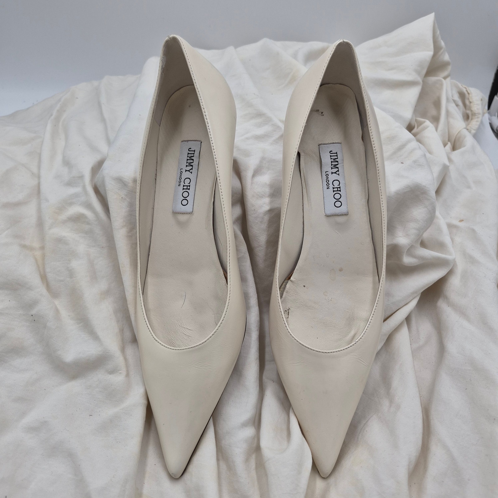 Jimmy Choo Amelia 35 Model Pointed Toe Latte Calf Leather Pump Size 40.5 Us 10.5